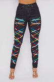 Colorful Shoelace Detailed Jeans Black LOW STOCK